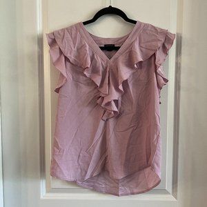 An Taylor Ruffle Trim Sleeveless Blouse Size Small Color Pink